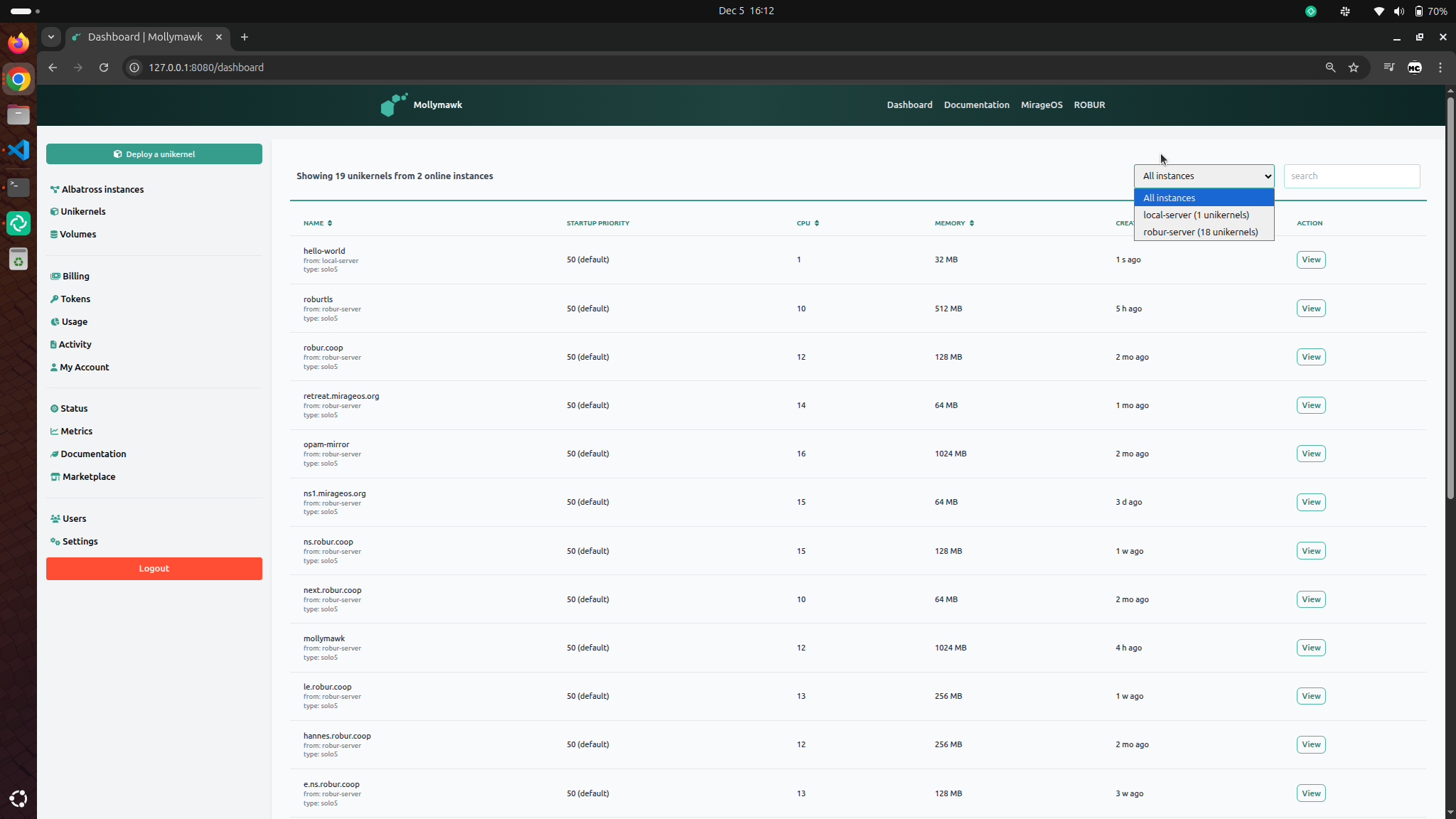 List of unikernels page
