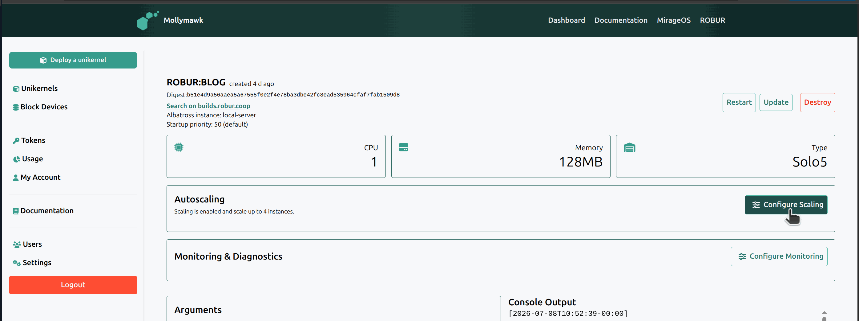 Scaling policies screenshot
