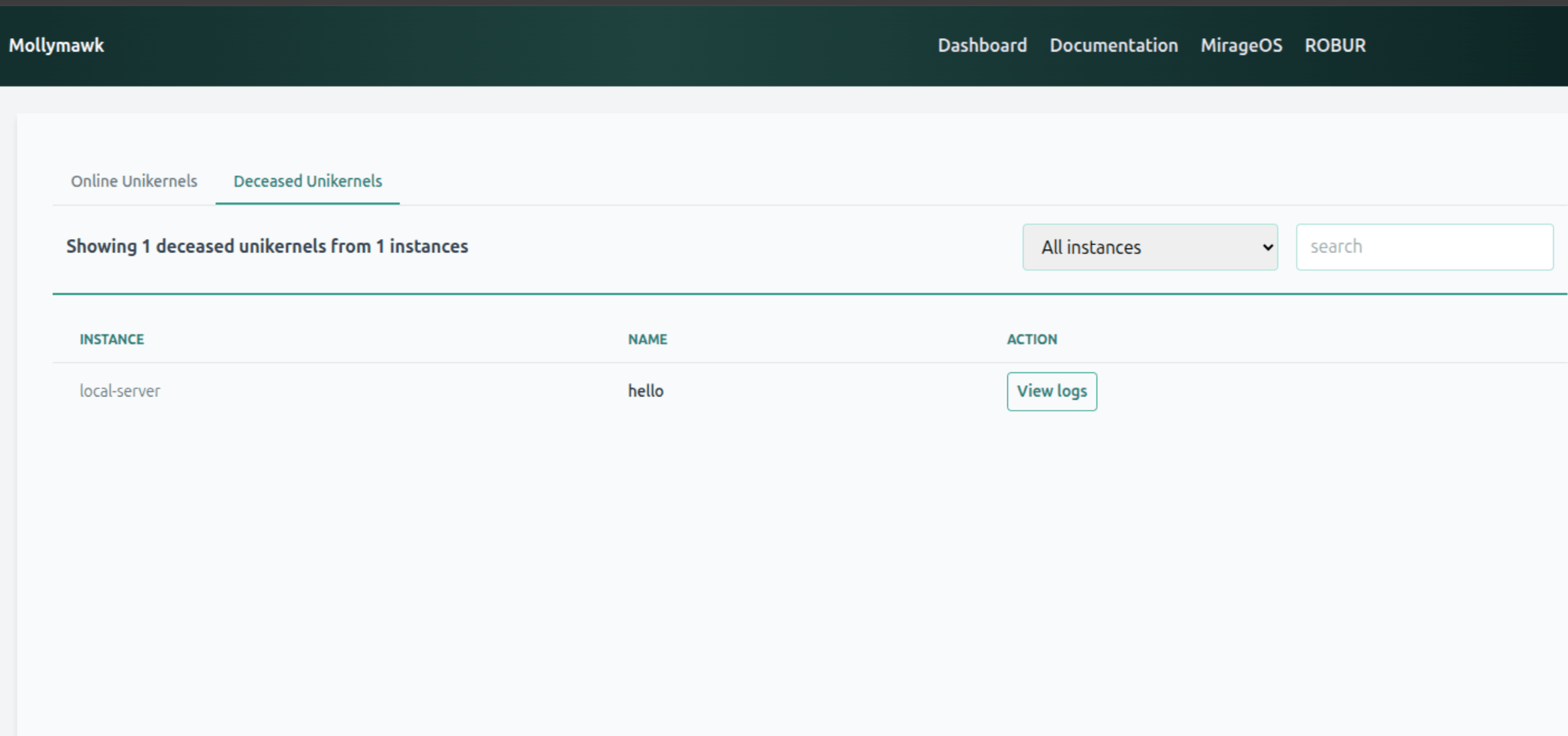 Deceased unikernels tab